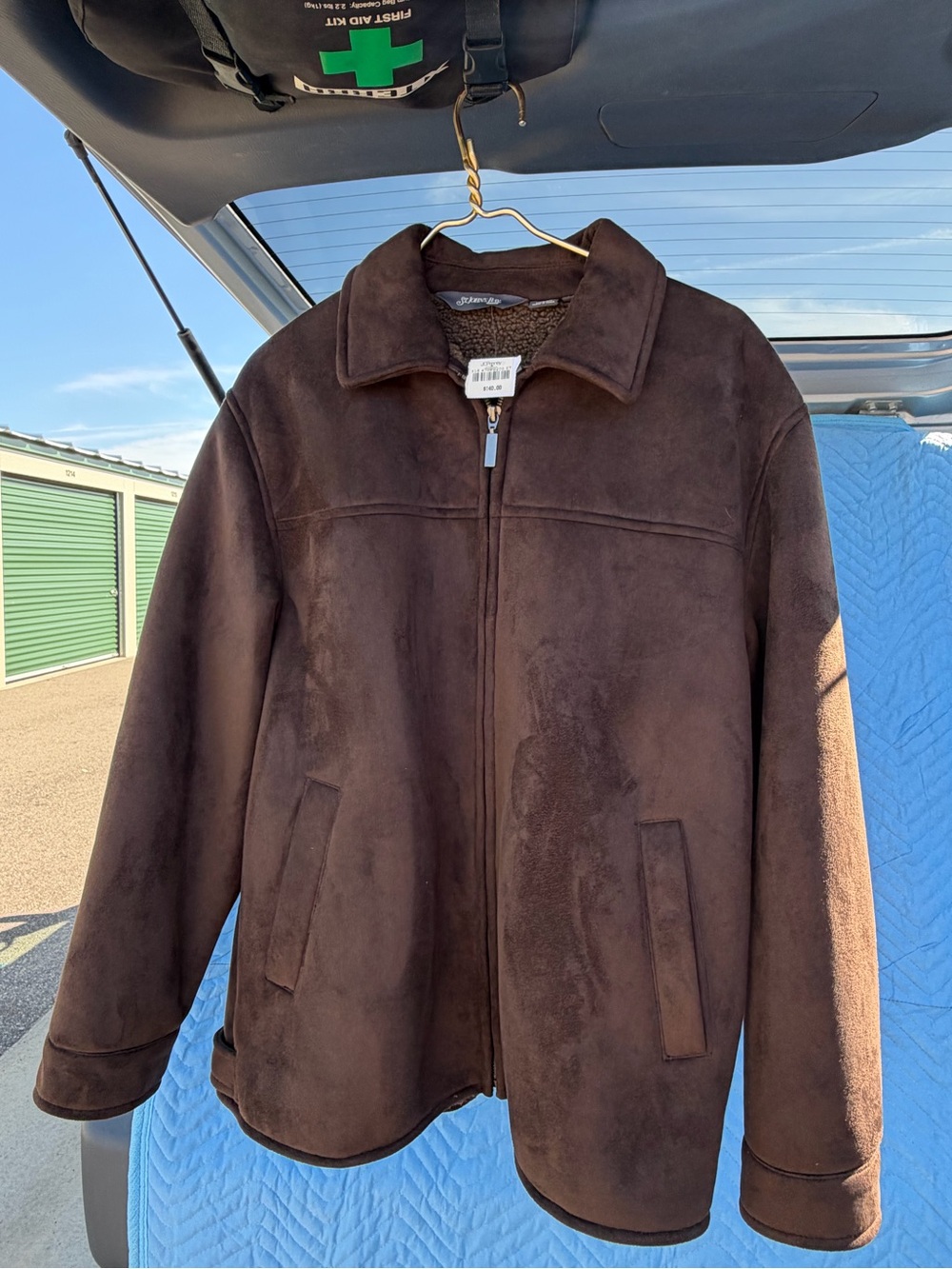 St. John's Bay Men's Dark Brown Faux Suede Zip Front Pea Coat